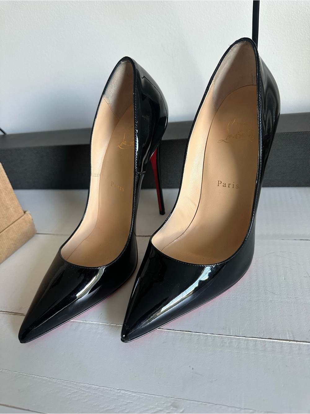 Christian Louboutin Black Patent Pointed Toe Stiletto Pumps
